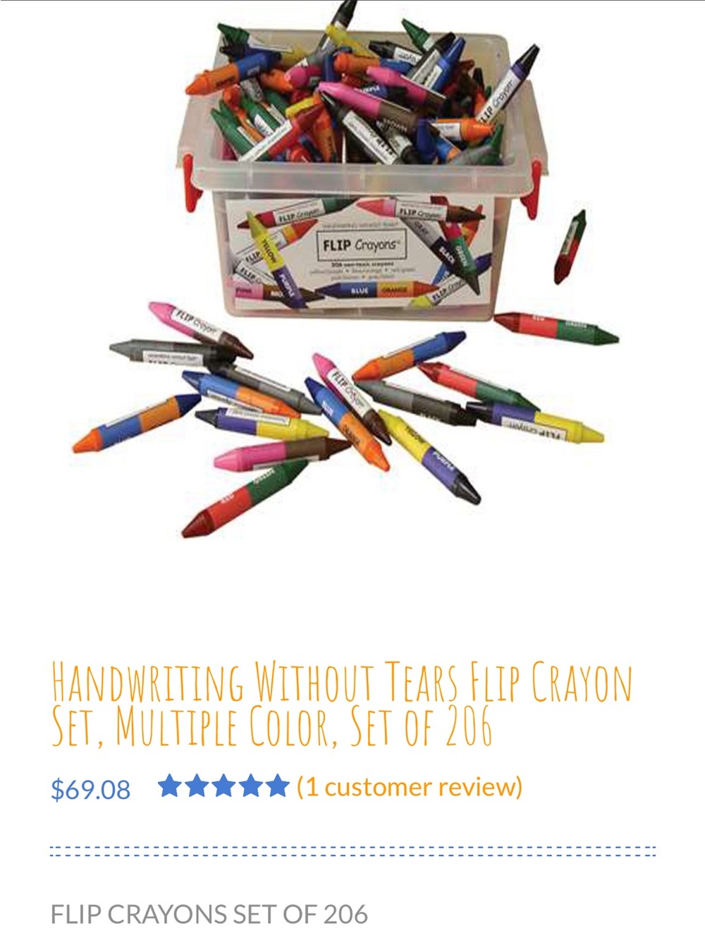 Handwriting Without Tears Flip Crayons in multiple colors New in Box - 206 count